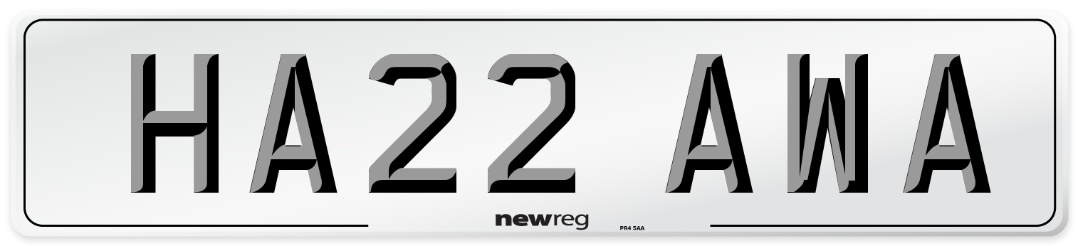 HA22 AWA Number Plate from New Reg